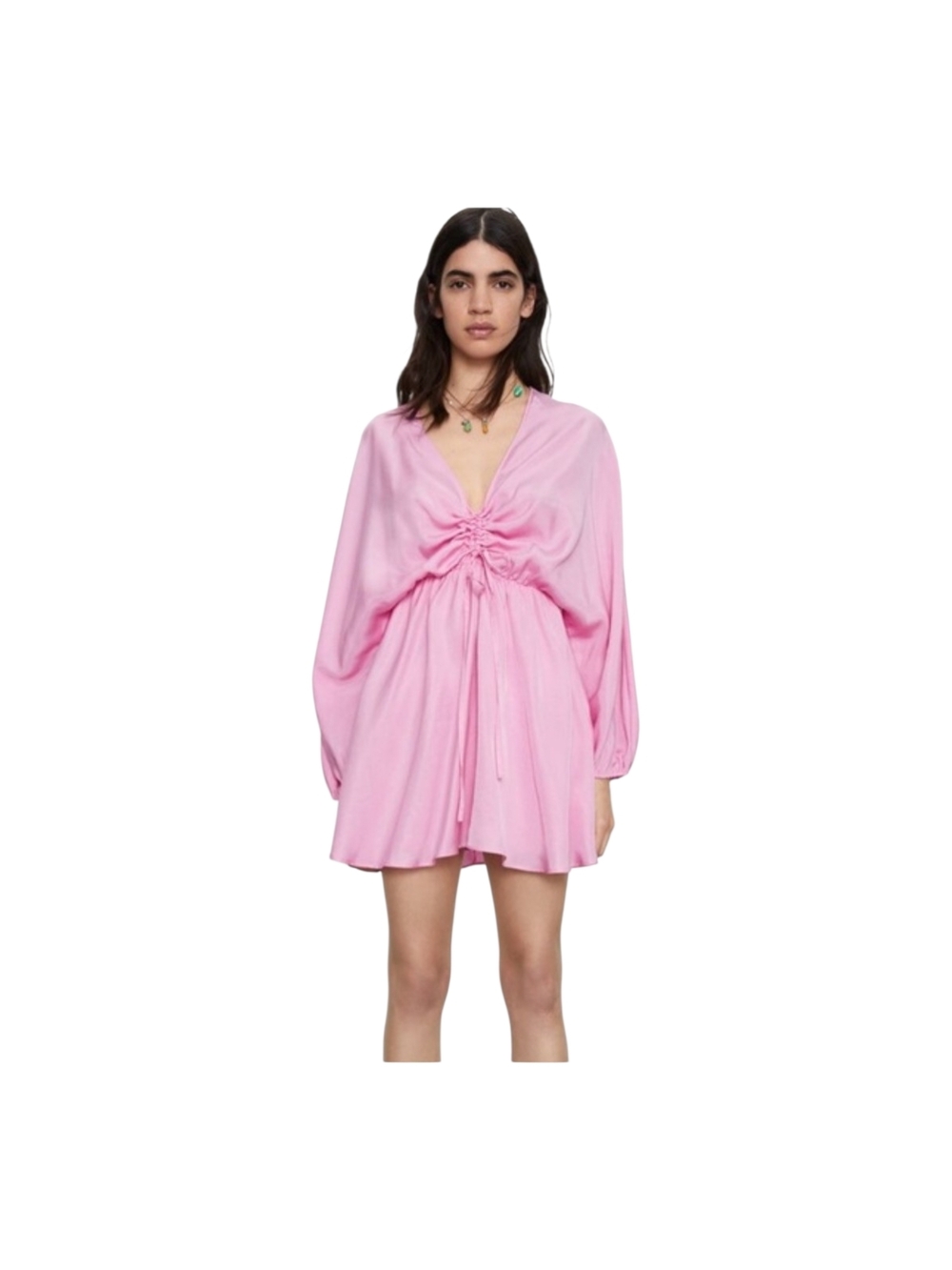 Zara Satin Effect Draped Mini Dress in pink, Y2K, Bohemian, S, NWT